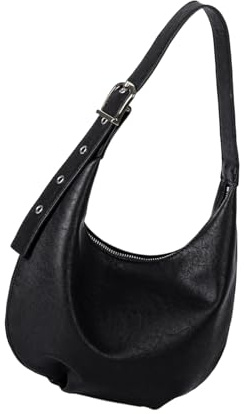 Wsdsgz Piccole borse Hobos da donna a mezzaluna borsa a tracolla morbida pochette in pelle borse sotto le ascelle con tracolla regolabile borsa per lavoro e viaggio, Nero , One Size