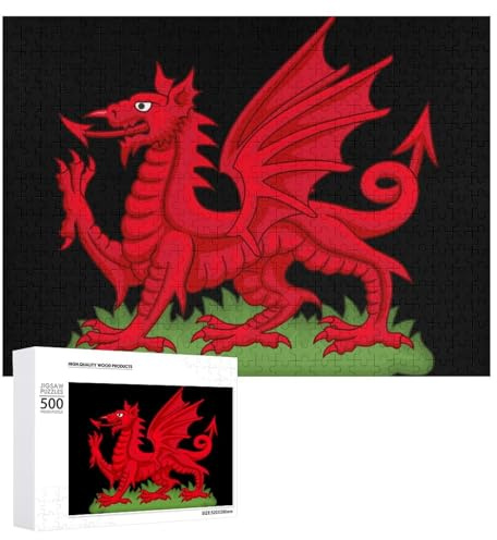 Dragon Badge of Wales Wooden Jigsaw Puzzles for Adults 1000/500/300 Pieces with Storage Box Funny Gifts