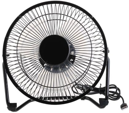 DIYEAH Mini Ventilador USB de Metal de 8 Pulgadas, Silencioso, Motor sin Escobillas y 2 Velocidades Ajustables, Alimentación USB para Computadora, Portátil y Oficina, Color Negro,