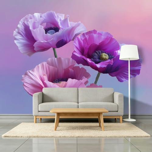 Générique Carta da Parati Panoramica Acquerello Fiori Rosa-Viola 250 x 175 cm murale piante in tessuto non tessuto moderno – per soggiorno, camera dei bambini ristorante carta da parati in tessuto non