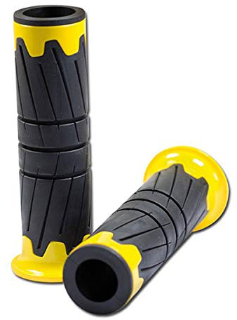 ABS/Gummi Griffe | Glossy | Gelb | 22mm | Länge 125 mm | offen Lenkgriffe Motorrad Griffgummi Roller Quard
