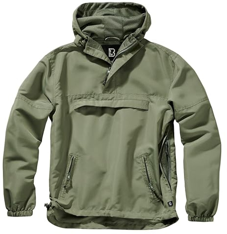 Brandit Sommar Windbreaker, regnjacka, anorak, träningsjacka, storlek S till 5XL, oliv, M
