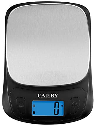 CAMRY Mini Digitale Küchenwaage Kleine Lebensmittelwaage lb/oz/ml/g 5KG/11lb für Unterwegs Camping Reisen zu Mitnehmen-Schwarz/Edelstahl