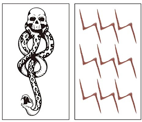 XHBTS 10 Lightning Tattoo Sticker und 20 Skull Snake Fake temporäre Tattoos Sticker