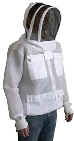 Vollventilierte Imkerjacke mit Fechtschleier/Astronautenhaube, rundum atmungsaktiv und dabei leicht