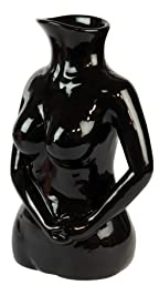 FISURA – Jarrón decorativo moderno con forma de busto. Jarra de agua de cerámica. Jarrón multiusos cuerpo de mujer. Medidas: 17x11x23 centímetros. (Negro)