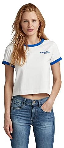 G-STAR RAW Dam Cropped Baby Brother-T-shirt, flerfärgad (milk/Lapis Blue D274-D870), XXL, Flerfärgad (mjölk/Lapis Blue D274-d870), XXL