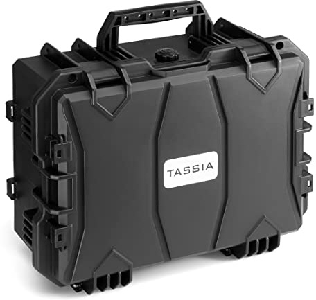 TASSIA® Fotokoffer Outdoor Case mit Rasterschaumstoff-Einlage Wasserdicht - Kamerakoffer Hardcase Stoßfest zum Schutz für Kamera, Objektiv und Geräte - Pistolenkoffer vielseitig anwendbar - Koffer