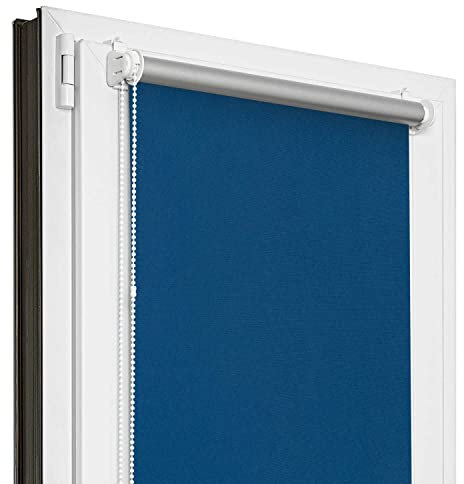 Estika Verdunklungsrollo Thermorollo ohne Bohren - 110 cm x 220 cm - Blau - 13 Stoff Farben, Rollos für Fenster ohne Bohren, Klemmfix rollos für Fenster innen (110 cm Stoffbreite)