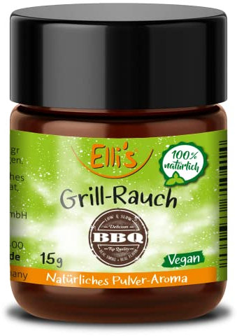 Natürliches Lebensmittelaroma (Pulver) – vegan - 100 % natürlich – für alle Lebensmittel und Flüssigkeiten geeignet – für Kuchen, Shakes, Quark, Sahne u. v. m. (Grill (BBQ Rauch))