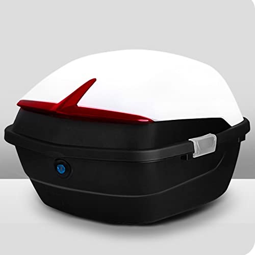 Septpenta Motorrad Heckklappe, Scooter Universal Ersatzkoffer mit Großer Kapazität, Wasserdichter, Schlagfester Top Lock Organizer, Double Snap Design(Weiss)