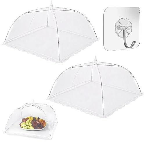 Copertura Alimentare Pieghevoli,2pcs Copertura Tende Ombrello,Coprivivande a Rete Pop-up,Coprivivande a Rete Pieghevole Anti Insetti,Copri Alimenti,Protezione per Barbecue Picnic Contro Zanzare