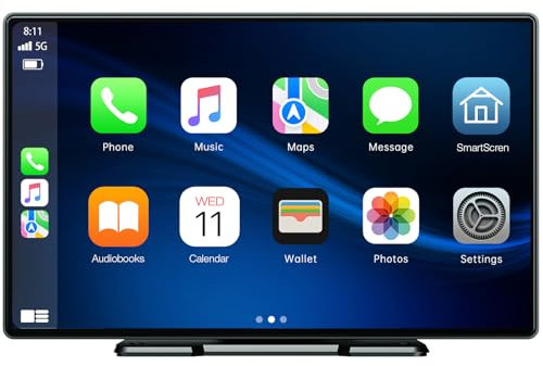 LAMTTO 9 Inch Wireless Car Stereo with Apple Carplay and Android Auto,Portable Touch Screen GPS Navigation for Car,Car Audio Receivers with Bluetooth,Airplay,AUX,Screen for All Vehicles