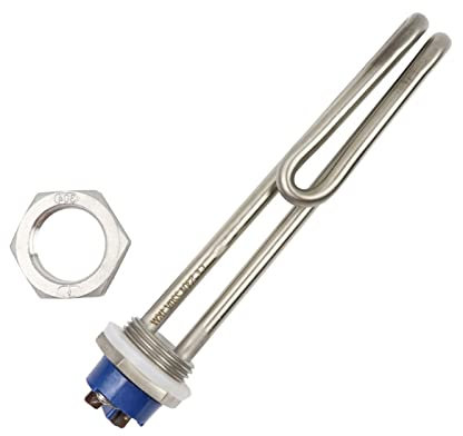 Thermoplongeur 32 mm Filetage 380 V pour chaudière électrique, élément Chauffant pour Eau par Immersion 1 KW/2 KW/3 KW/4 KW (Couleur : avec Filetage Femelle, Puissance : 1 KW 180 mm) (écrou fileté d