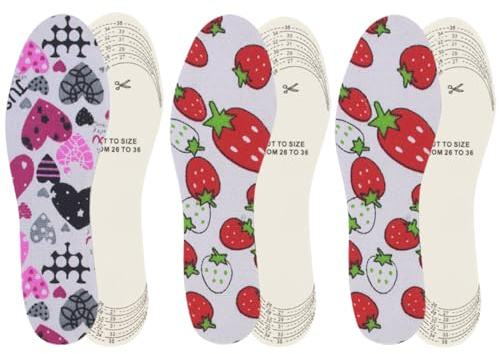 Kids Insoles, Insoles for Kids 3 Pairs, Shoe Filler Toddler, Memory Sponge Insole Breathable Latex Shoe Inserts, Cutting Size Soft Washable Replacement Insole (Type 1)