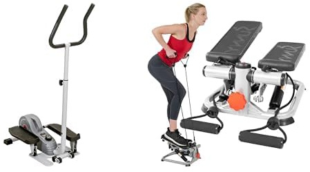 Sunny Health & Fitness Advanced Mini Home Steppers, Total Body Workout Stair Machine w/Resistance + Magnetic Underdesk/Standing Portable Ellittical Machine