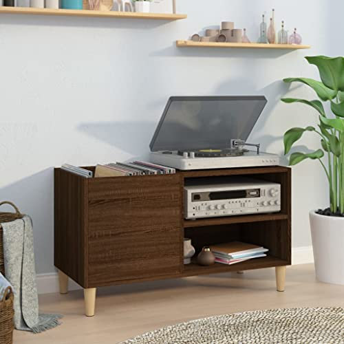 CINDERFUL Plattenschrank Braun Eichen-Optik 84,5x38x48 cm Holzwerkstoff,Plattenregal aus Holz Schallplattenaufbewahrung für ordentliche Musiksammlung Mediaaufbewahrung