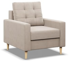 Mebligo - Sessel Wohnzimmer Blank, Relaxsessel mit Bonell Federkern, Fernsehsessel im Skandinavischen, Loungesessel Moderne - beige (Paros 02)
