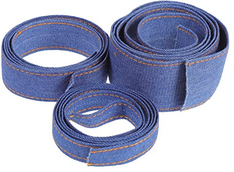 IWOWHERO 3 Stück Denim Crimp Band Haarspangen Accessoires Bekleidungszubehör Nähdekor Jeansstoff für Selbstgemacht Basteln