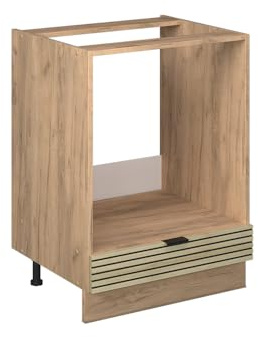 Vicco Herdumbauschrank Fame-Line, Eiche Paneel, 60 cm | MDF-Front · Ohne Arbeitsplatte · Höhenverstellbare Füße · Metallgriffe · Einfache Integration ✓