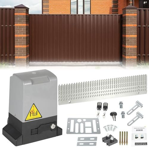Peviasot Operatore per cancelli scorrevoli, Operatore per cancelli scorrevoli da 750w, con binario per telecomando, Operatore per cancelli fino a 1600 kg, 4 metri di cremagliera