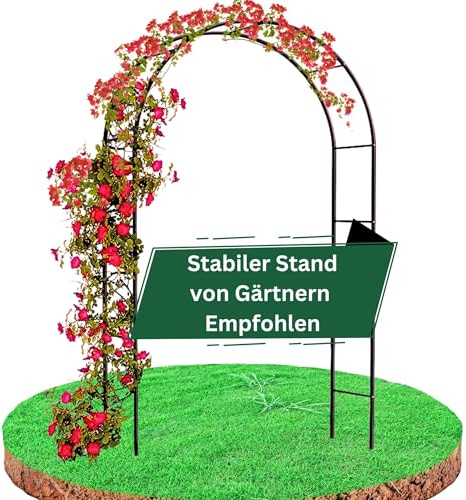 Premium Rosenbogen 240 x 140 x 37 cm – Perfekt für alle Rankpflanzen – Stabiler Metall Gartenbogen in Grün, leicht aufzubauen und eine stilvolle Gartendekoration –