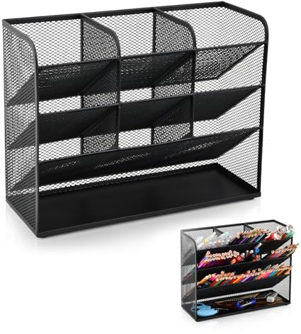 Mapille Netz-Schreibtisch-Organizer, Schwarz Organizer Schreibtisch, Multifunktionaler Stiftehalter, Stifthalter Bleistift Aufbewahrungsbox, Schul und Heim Büro Bedarf