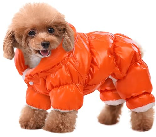 AOFITEE Hundemantel, Hunde-Winterjacke, Ganzkörper-Wintermantel, Schneeanzug, wasserdichte Haustier-Pufferjacke, Schneeanzug mit Beinen, Haustier-Fleeceweste, Kaltwettermäntel für kleine Hunde, Größe
