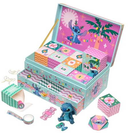 Stitch Erinnerungsbox Adventskalender, 24 Tage mit Stitch Geschenken & Schreibwaren-Überraschungen, Countdown bis Weihnachten, Offiziell Lizenziertes Geschenk für Disney Fans | Paladone