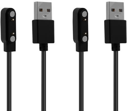 2 Stück Universal Smartwatch Ladekabel Magnetisch 2 Polig 7,62mm, USB Charging Cable 2 Pins, Ladegerät Smartwatch für 2 Polig Pitch Kompatibel mit Verschiedenen Modellen, 60cm für Schnelles Laden