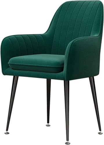 Vintage matstolsset med sammetssits, metallben, fåtölj med ryggstöd och stoppat kök(Green)