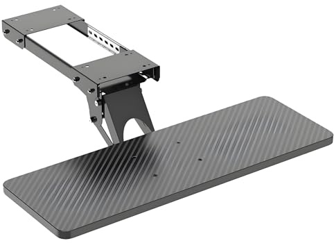 Justerbar tangentbordsbricka snurra och luta under skrivbordet tangentbordshållare med musmatta och handledsstöd 25 kg kapacitet 64 x 24 cm (25,2 x 9,4 tum) svart
