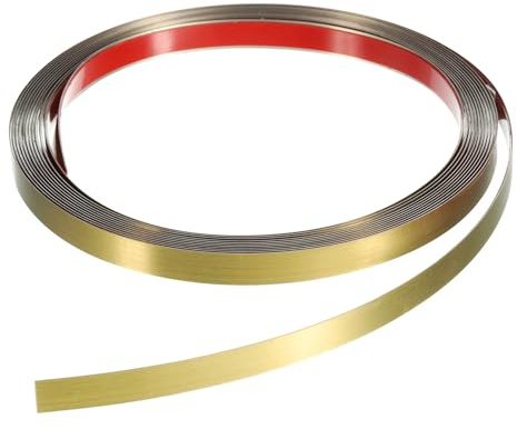 QUARKZMAN 16.4ft x 0.39 Moulure Murale Adhésive À Décoller Et À Coller, Cadre De Moulure, Bande Métallique En Acier Inoxydable Finition Brossée Autocollante Pour Carrelage, Doré