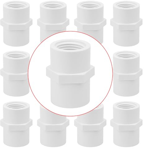 Lswteiz 12Pack 1/2 Inch PVC Female Thread Adapter Pipe Fittings, 2-Way PVC Pipe Coupling Connectors with 1/2 Female Thread for Sprinkler, Irrigation, Furniture Grade SCH40