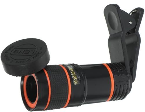FONDOTIN Lente Teleobjetivo 8X para Teléfono Móvil Clip, Lente Macro y Gran Angular para Fotografía Móvil, Accesorio Compacto y Portátil para Cámara Smartphone Negro