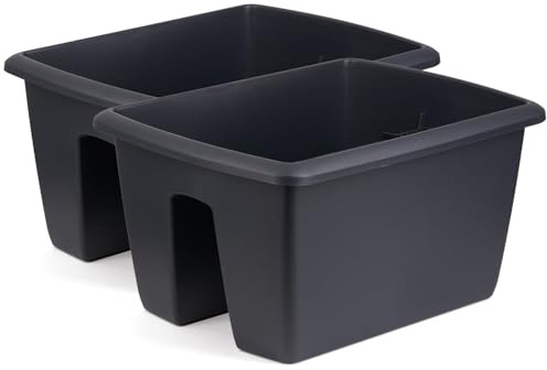 Tymar Balkonkasten – Geländerkasten für Balkon & Terrasse – 2-er Set, UV-beständig, frostsicher, mit Befestigung – Modernes Design (Anthrazit; 400)