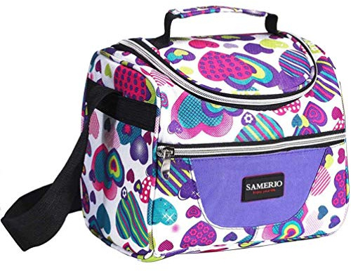 SAMERIO Bambini Borsa Termica Borsa per il pranzo riutilizzabile Borsa Frigo con Cinghia Regolabile e Chiusura con Cerniera Per Bambino e Donne Borsa Pranzo per Campeggio Lavoro Scuola