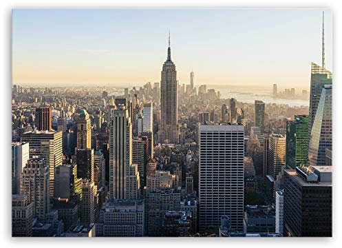 ge Bildet Bild auf Leinwand | New York City Skyline in 100x70 cm als Wandbild | Wand-deko Dekoration Wohnung modern Bilder | 2257II