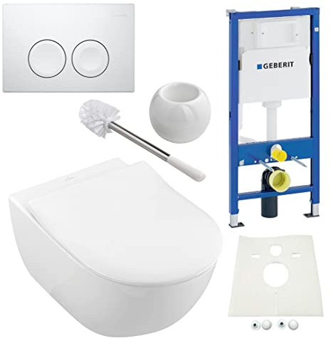 Geberit Duofix Vorwandelement, V&B Subway 2.0 spülrandlos, Beschichtung, Delta21, Kpl-Set, WC-Bürste Stehend