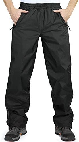 33000ft wasserdichte Regenhose für Herren Leichte Regenhose Winddichte Outdoorhose zum Wandern Camping Golf Schwarz M 32L