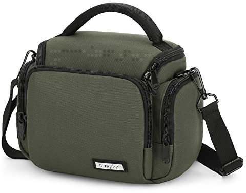 BAIGIO Kameraväska spegelreflex DSLR SLR fotoväska kamera cape väska för spegelreflexkamera systemkamera objektiv tillbehör, Army Grun, Liten kamera axelväskor