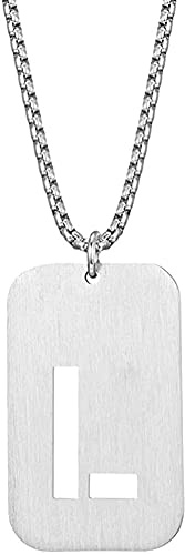 HIJONES Homme Acier Inoxydable Dog Tag Initiale Lettre Pendentif Collier Carré Militaire Charme avec Chaîne