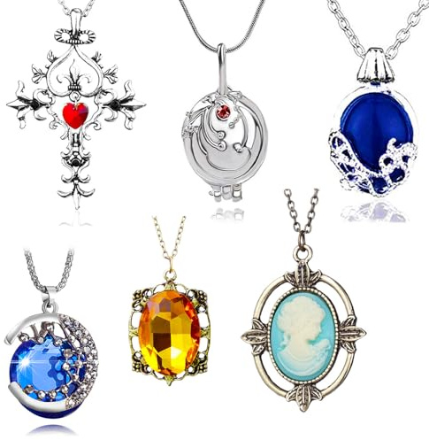 YouU Vampire Elena Gilbert Cosplay Mode Schmuck Zubehör Aufkleber Set Katherine Daywalking Saphirkristall Halsketten Bennett Bonnie Antik Silber Amulett Halskette Gesamt 26 Stück