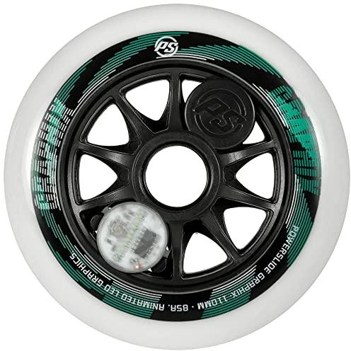 Powerslide LED Inline Skate Rollen Graphix 110 White Links, 110mm / 85A, wechselnde LED Grafiken, weiß, Stück