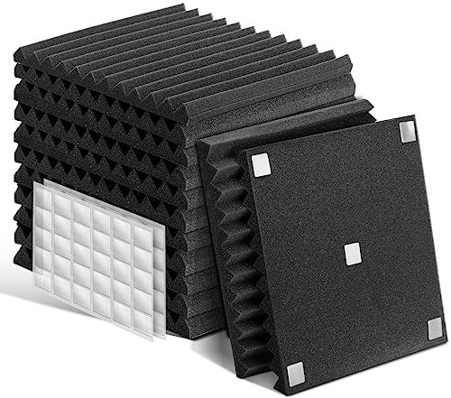 Akustikschaumstoff mit Aufkleber, 12 Stück Schallschutzmatte für Gaming Deko, Podcasts, Tonstudio, Büros, Akkustikschaumstoffmatten
