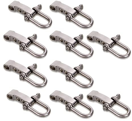 Jorzer Paracord Buckles Alloy Bracelet Buckle U Shape Adjustable Bracelet Rope D Shackle for Paracord Outdoor Rope Survival 5mm 10PCS