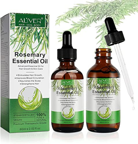 Rosmarinöl Haare, Rosemary Oil for Hair, Ätherisches Rosmarinöl für Haarwuchs, Haarausfall Verhindern, Rosmarin Öl Haarwachstum für das Wachstum von Wimpern und Augenbrauen (2PC)