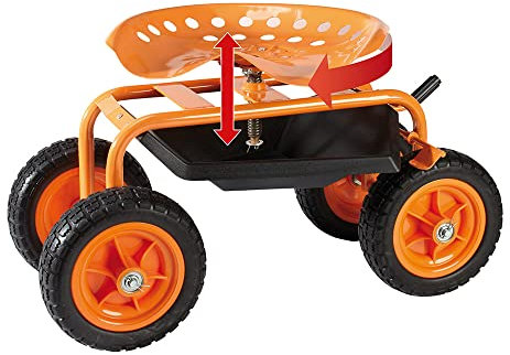 Profi-Partner Rollbarer Arbeitssitz/Rollsitz für Gartenarbeit, fahrbarer Sitz, Werkstattwagen, Hocker mit Rollen, belastbar bis 150 kg, Feststellbremse, drehbar um 360°