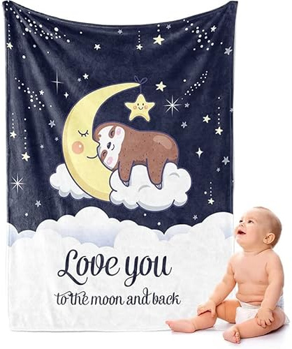 ZQYMM Personalisierte Babydecke Kinderdecke mit eigenen Namen, Individuelle Baby Decke Namensdecke Personalisierte Kuscheldecke Faultier Geschenk für Mädchen und Junge