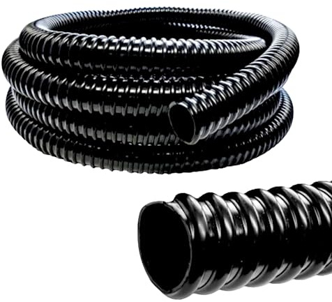 Black Corrugated Water Butt Hose Pipe PVC Garden Hose Conduit Extension Connector Tube (5 Metres - 20mm Internal Diameter)